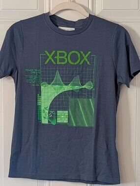 Abercrombie Kids Xbox Graphic Tee Gray Green Boys Size 11/12 Gamer Shirt Soft
